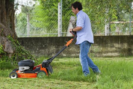 Man with lawnmower